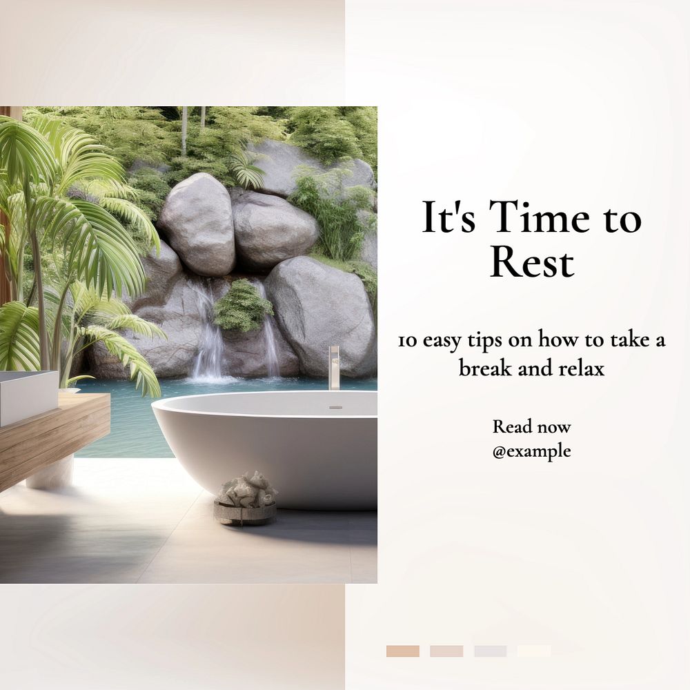 Rest & relax Instagram post template, editable text