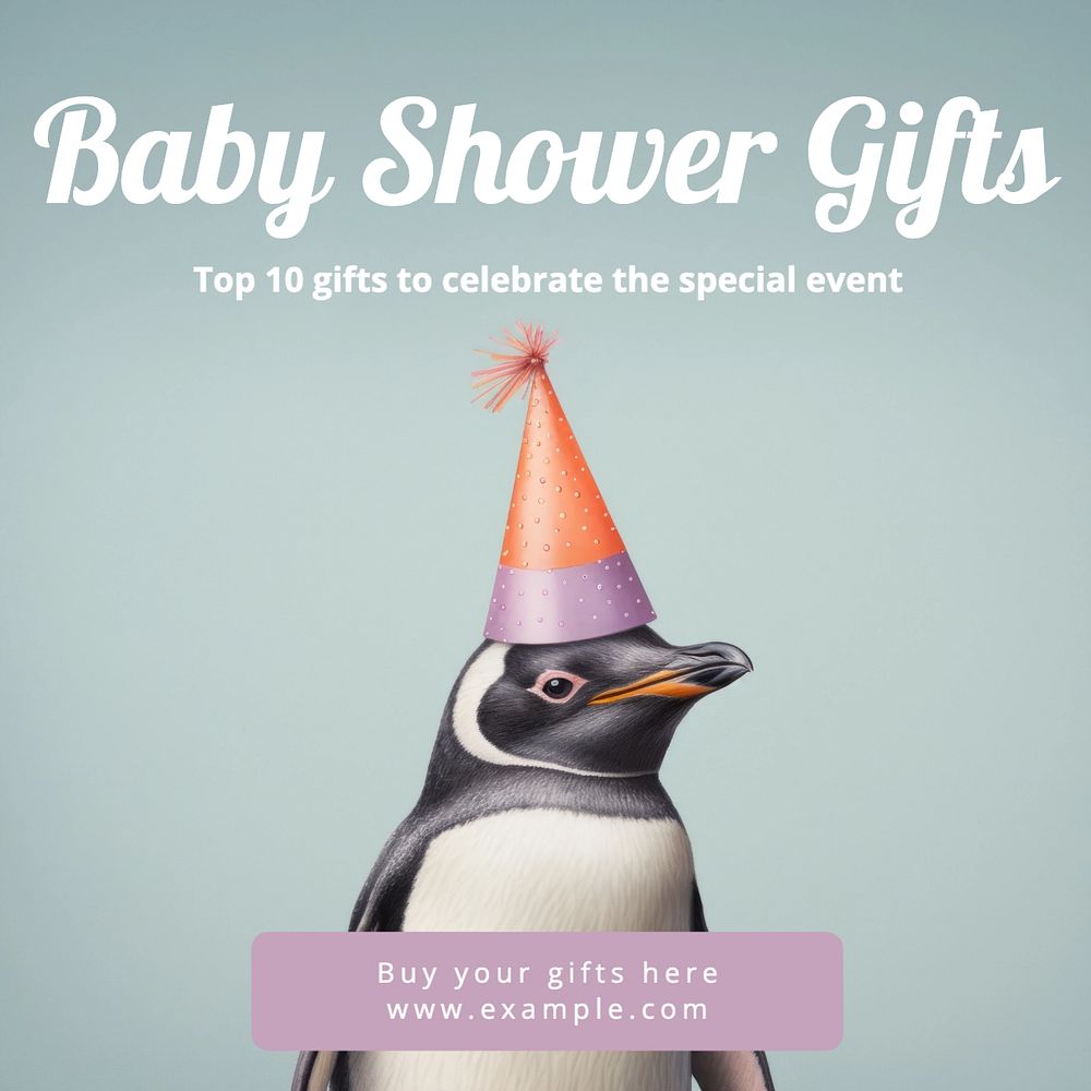 Baby shower gifts Instagram post template, editable text