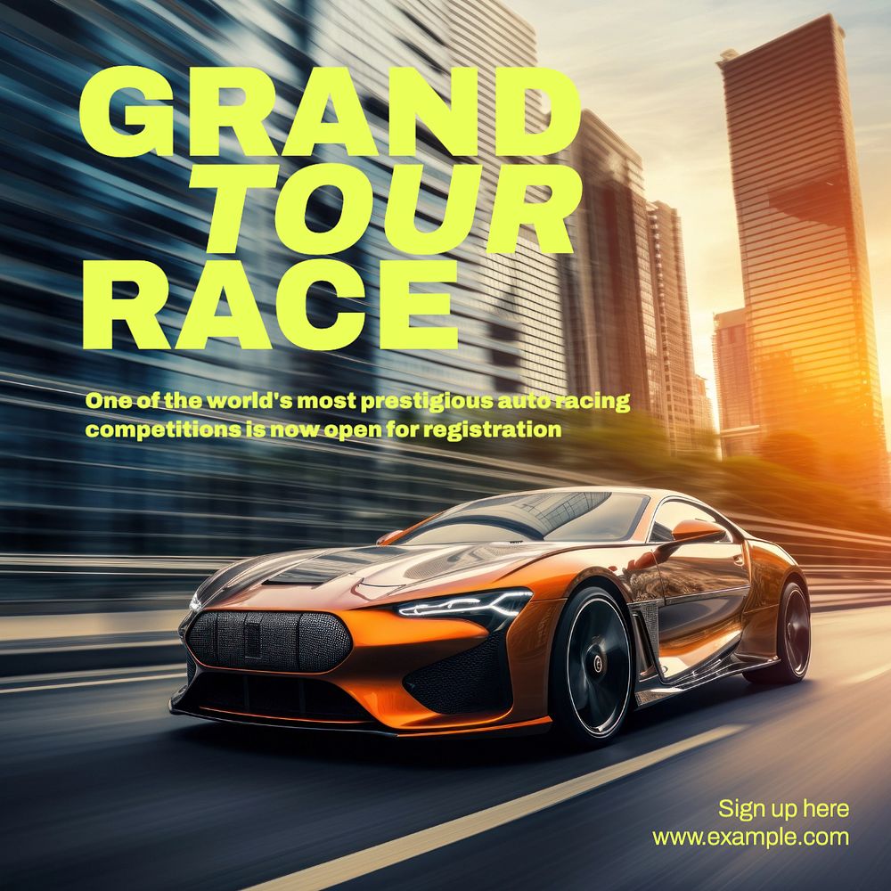 Car racing Instagram post template, editable text