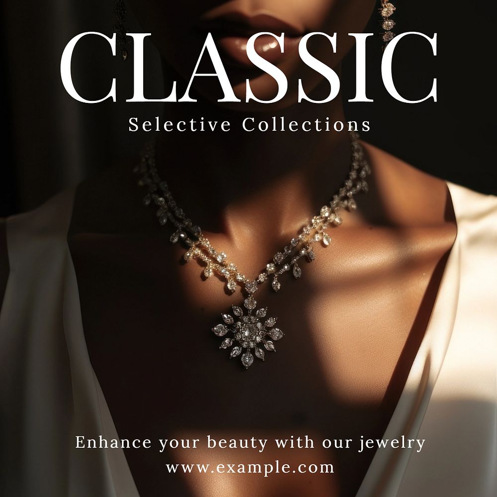 Jewelry collection Instagram post template, editable text