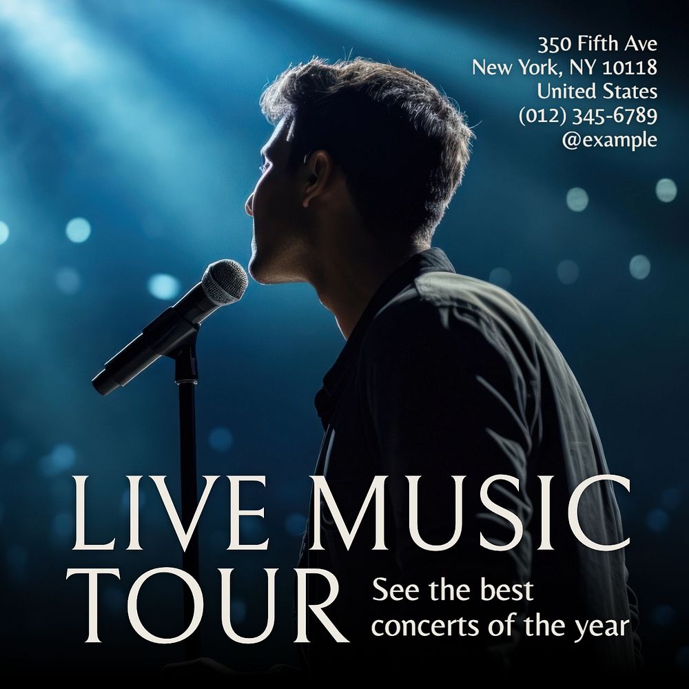 Concert music tour Instagram post template, editable text