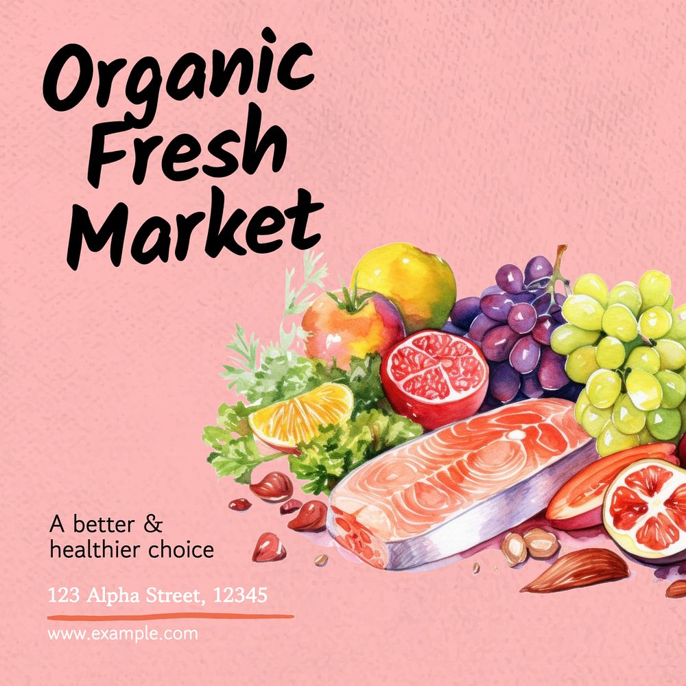 Organic Fresh Market Instagram post template, editable text