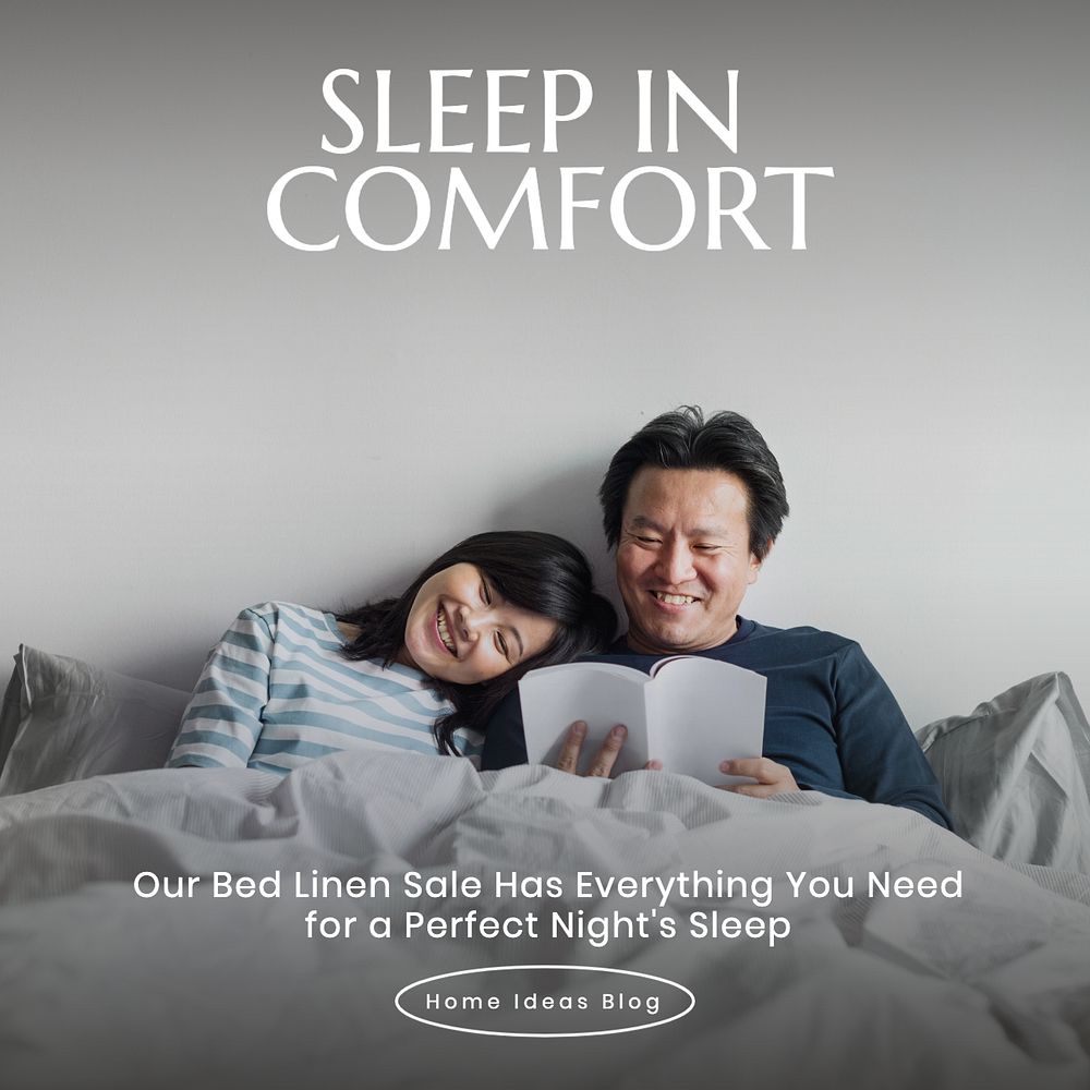 Sleep in comfort Instagram post template, editable text