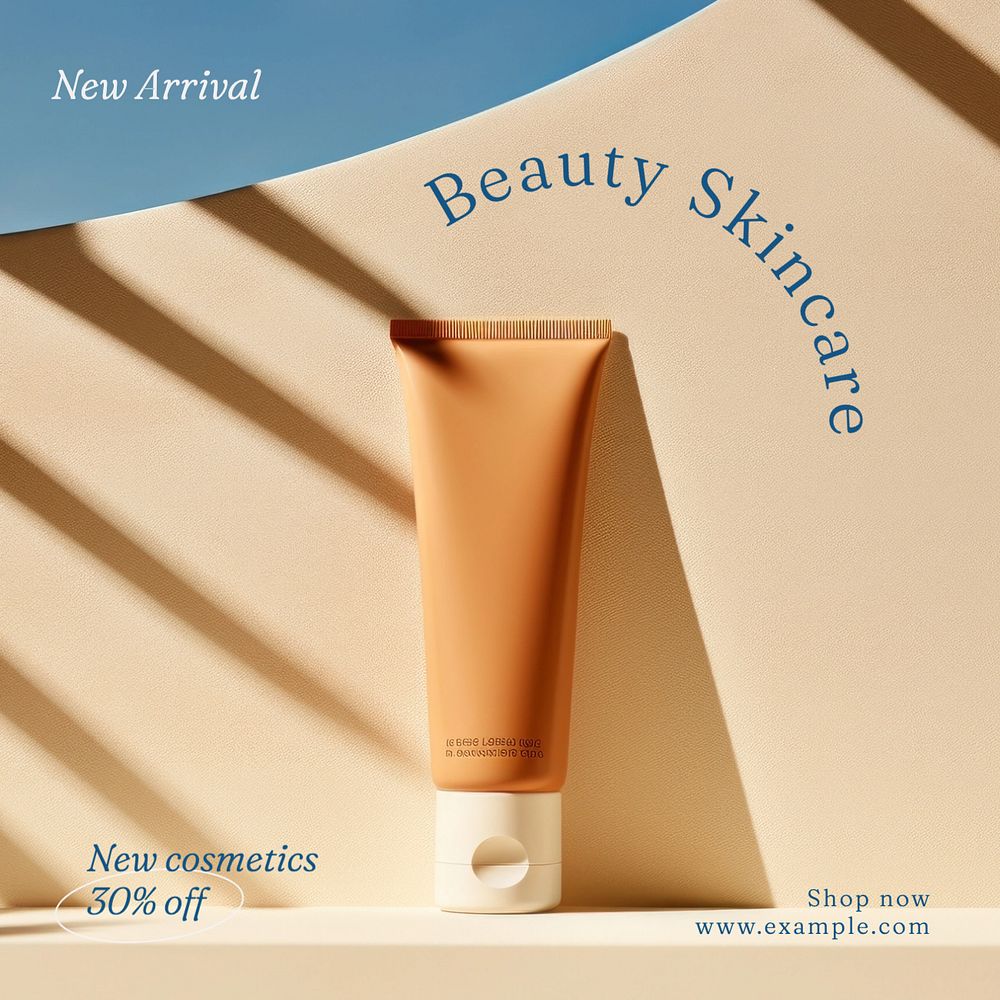 Beauty skincare Instagram post template, editable text