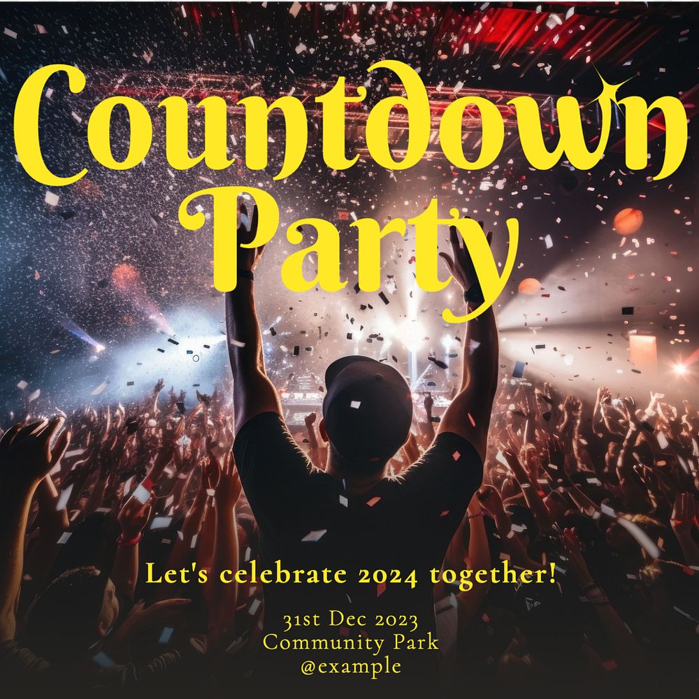 Countdown party Instagram post template, editable text