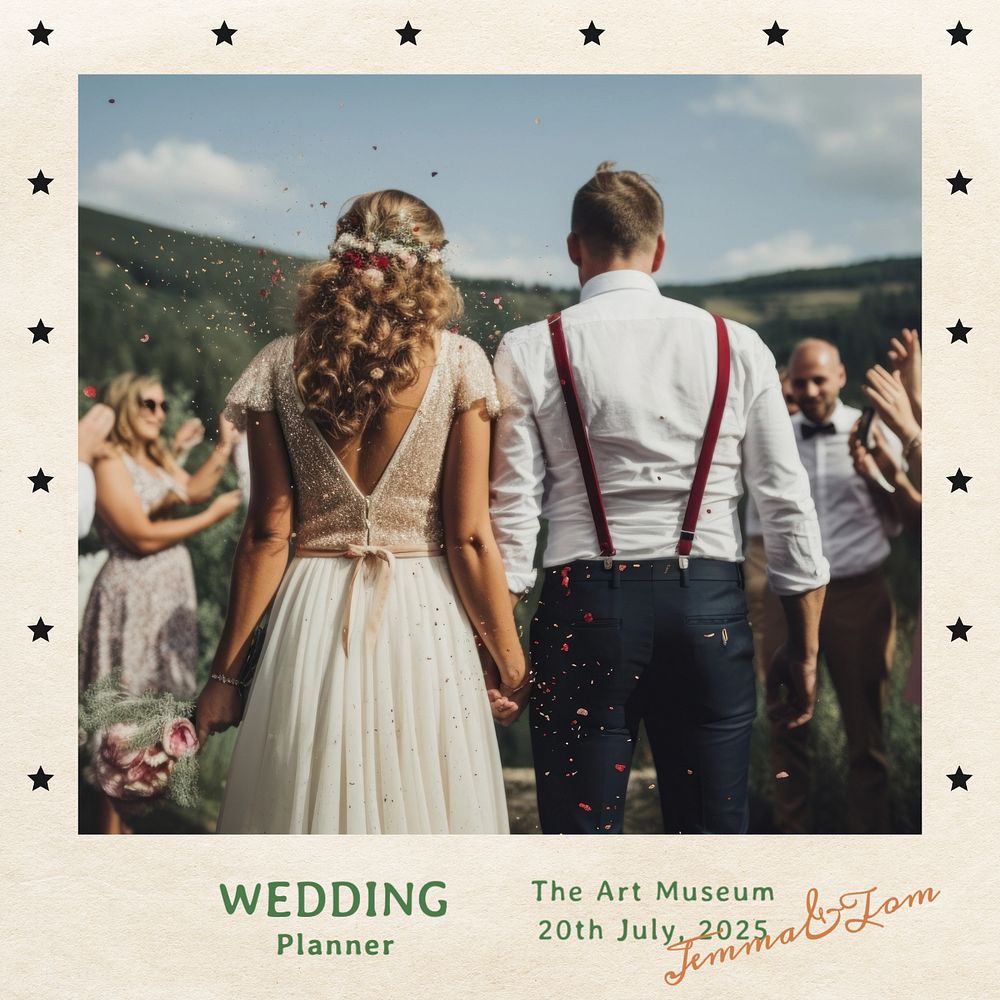 Wedding planner Instagram post template, editable text