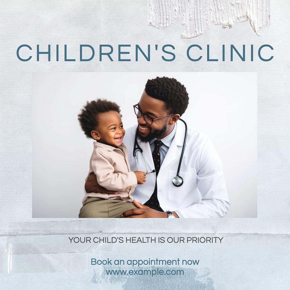 Children's clinic Instagram post template, editable text