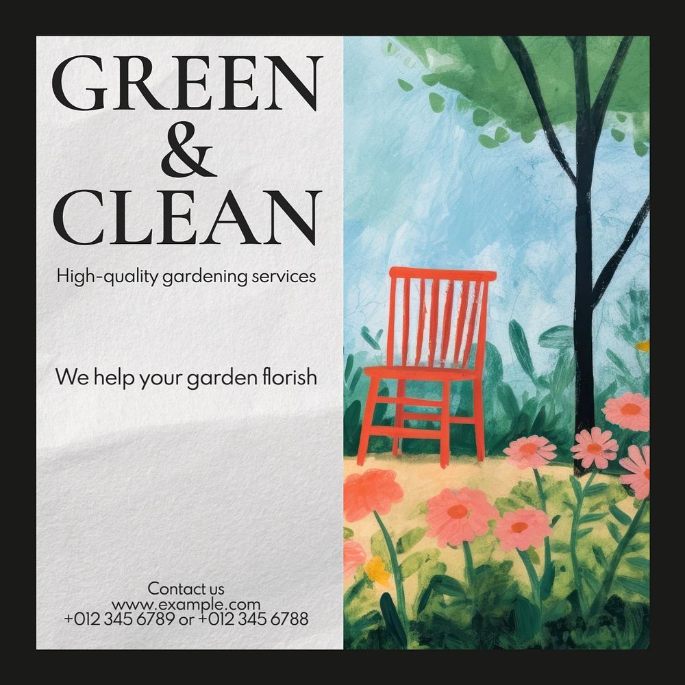 Green & clean Instagram post template, editable text