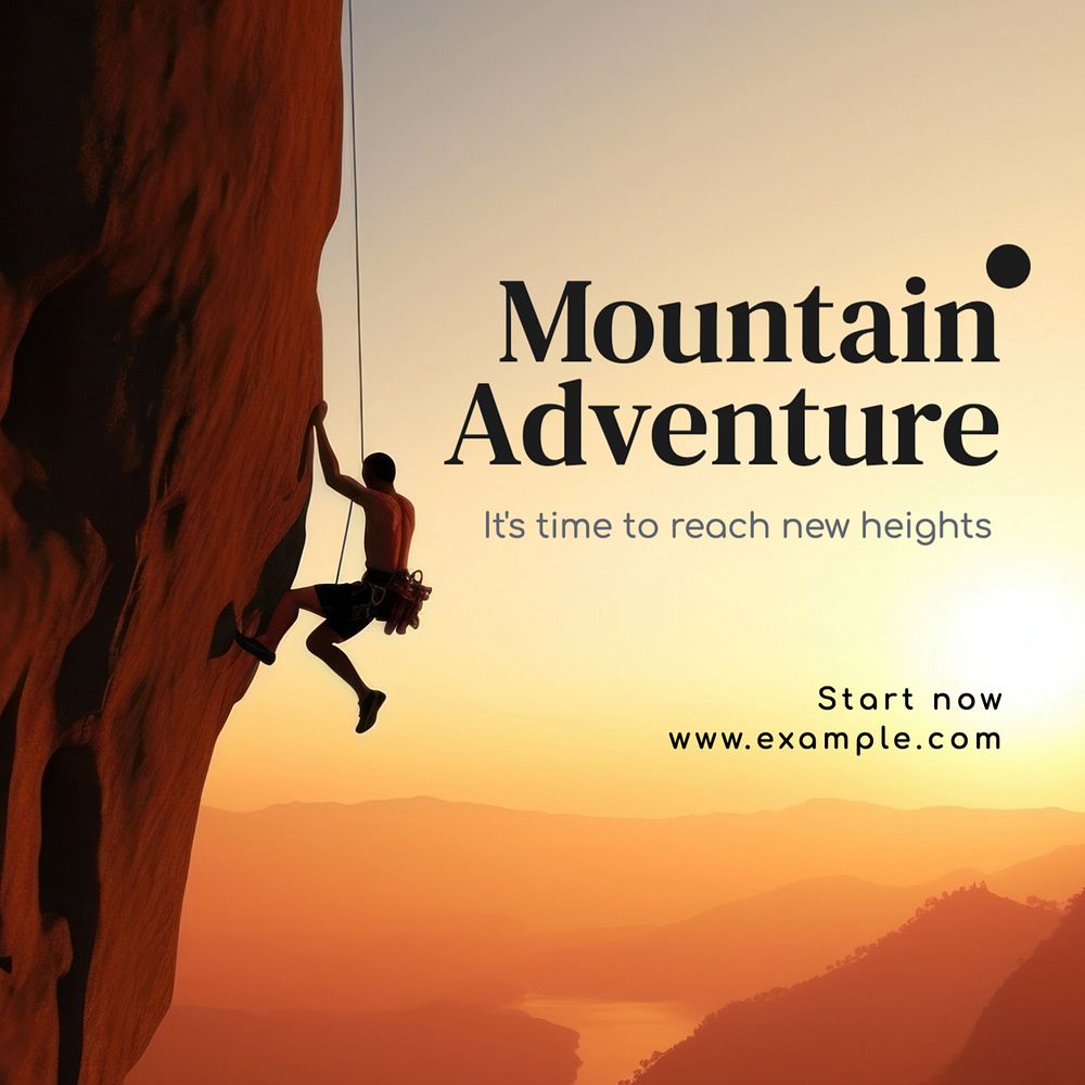 Mountain adventure Instagram post template, editable text