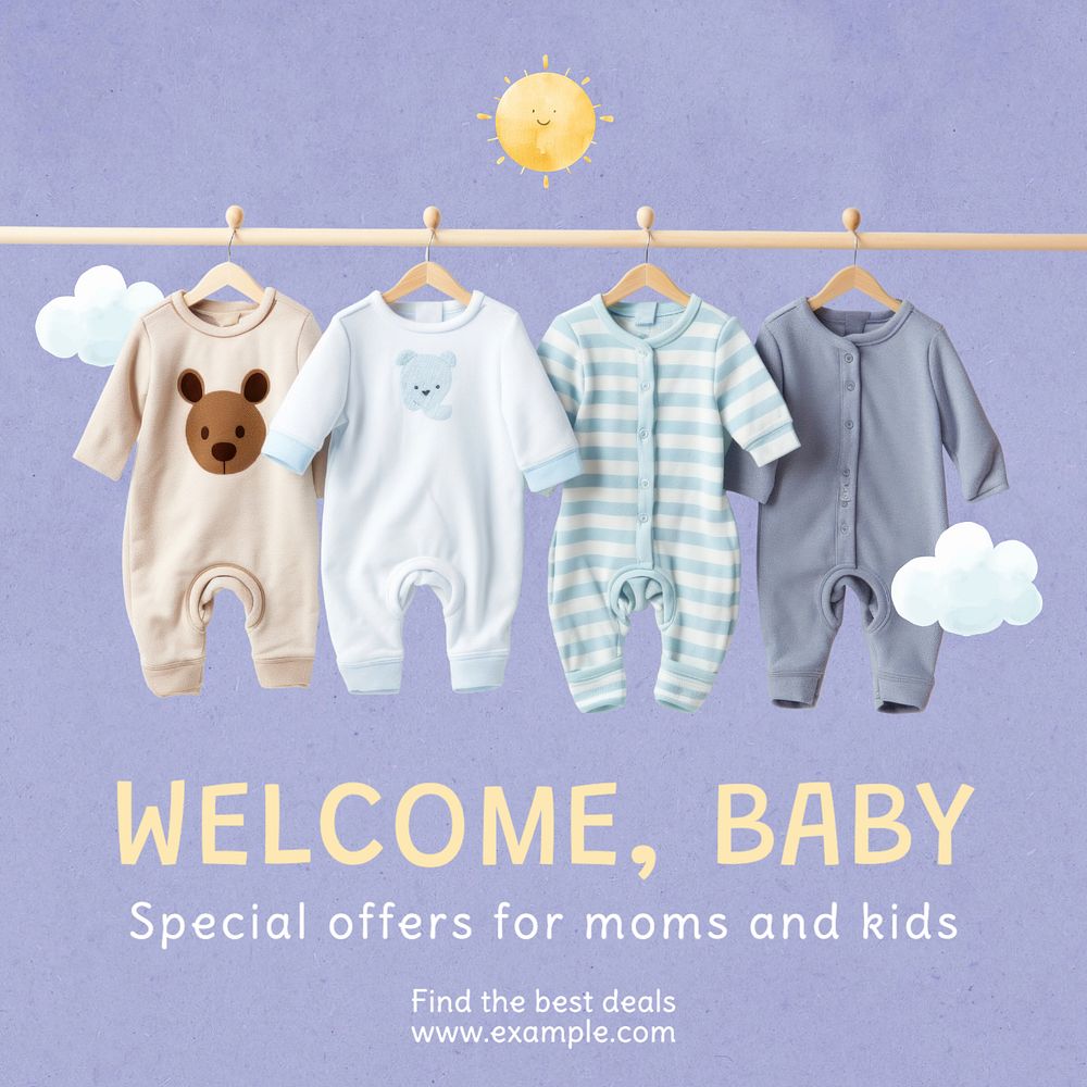 Mom & kid special offer Instagram post template, editable text