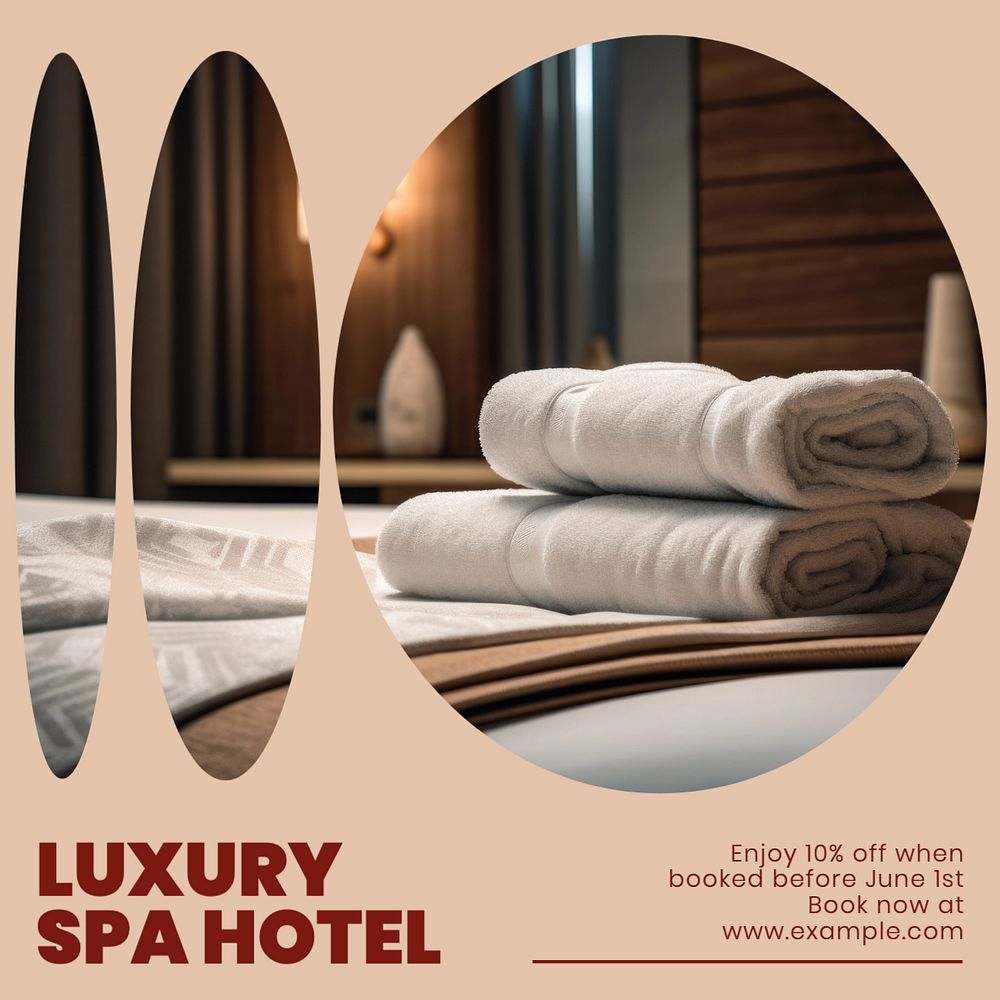 Luxury spa hotel Instagram post template, editable text