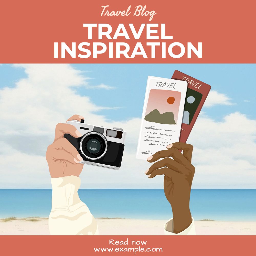 Travel ideas post template, editable social media design