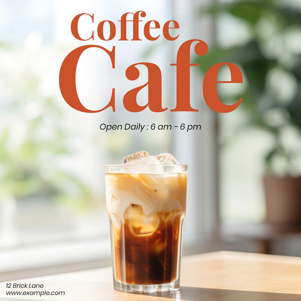 Coffee cafe Instagram post template, editable text