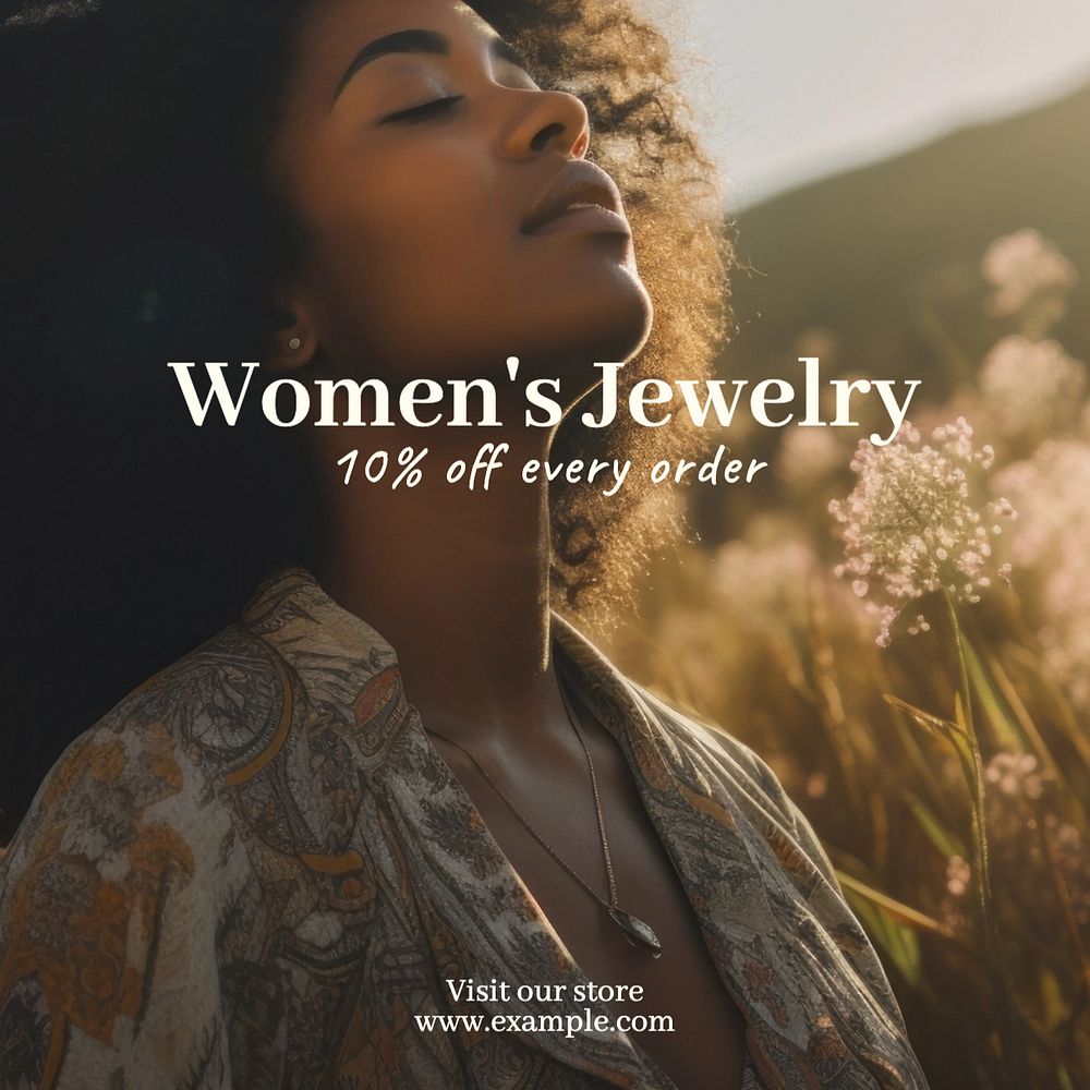 Women's jewelry Instagram post template, editable text