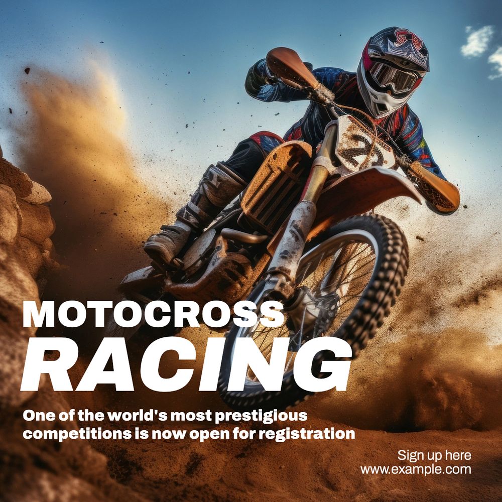 Motocross racing Instagram post template, editable text