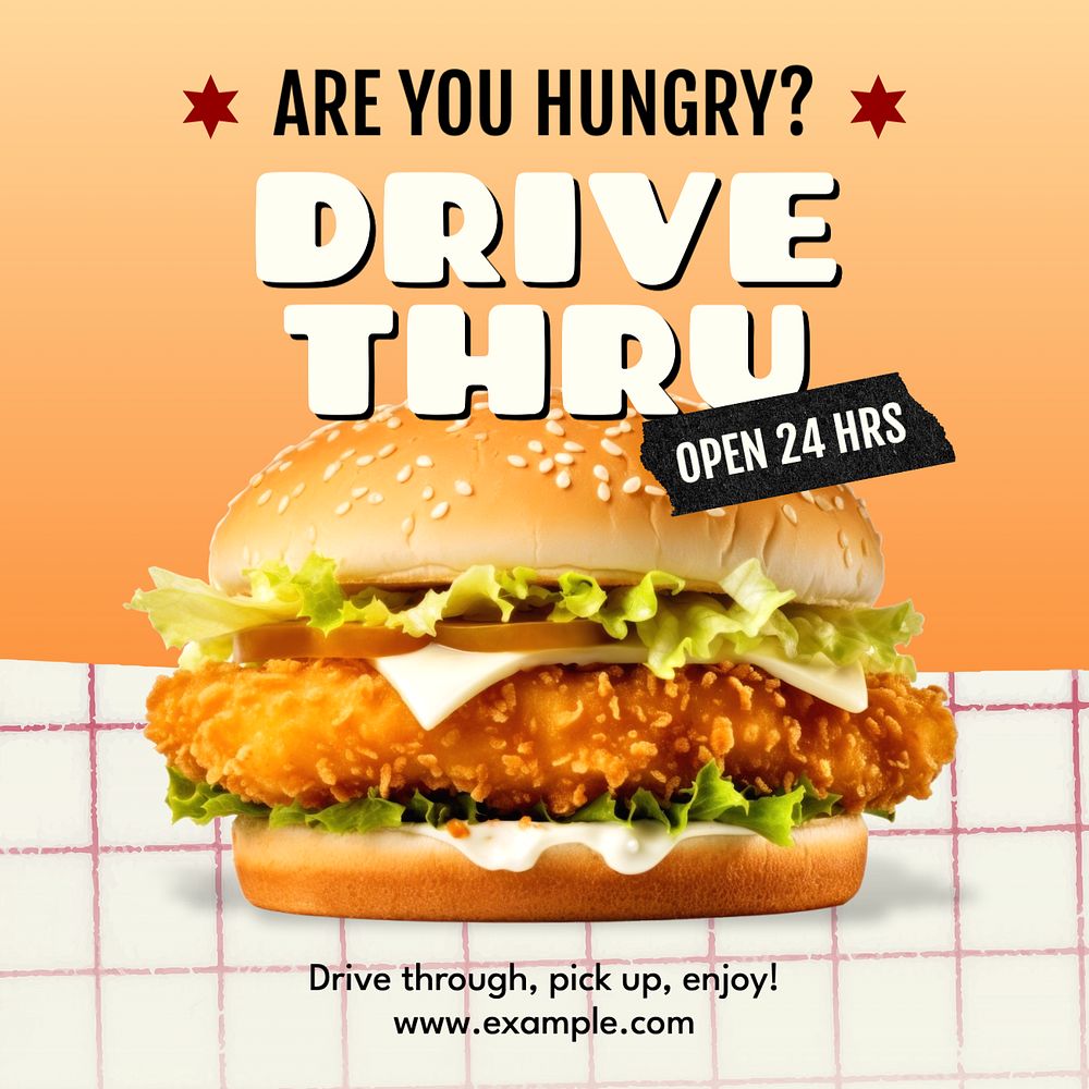 Drive thru Instagram post template, editable text