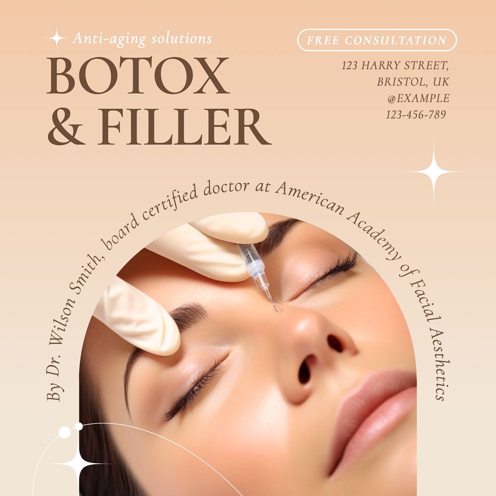 Botox & filler Instagram post template, editable text