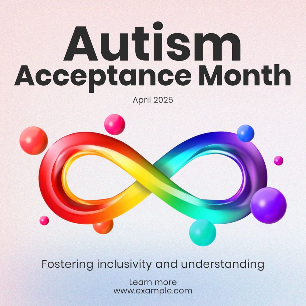 Autism acceptance month Instagram post template, editable text