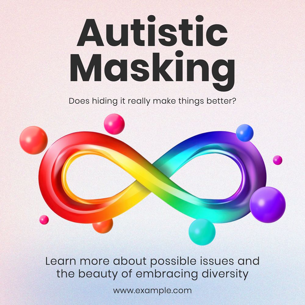 Autistic masking Instagram post template, editable text