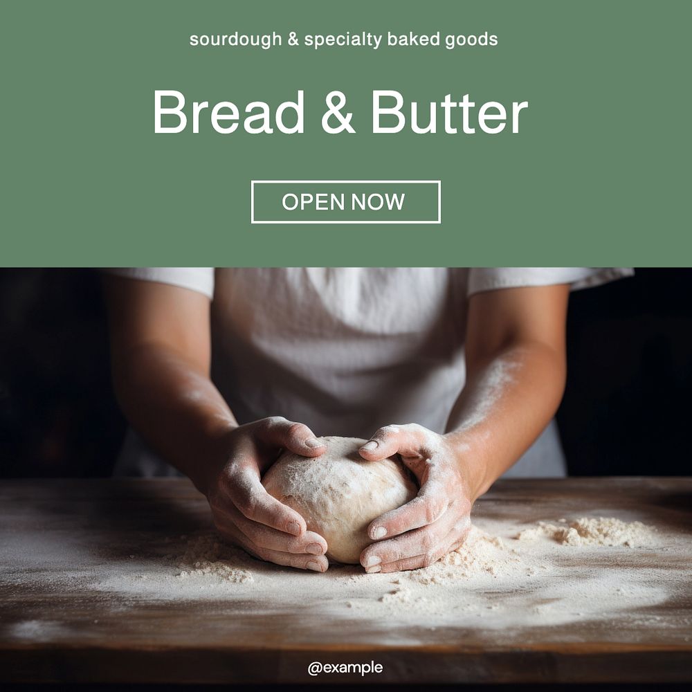 Bakery shop Instagram post template, editable text