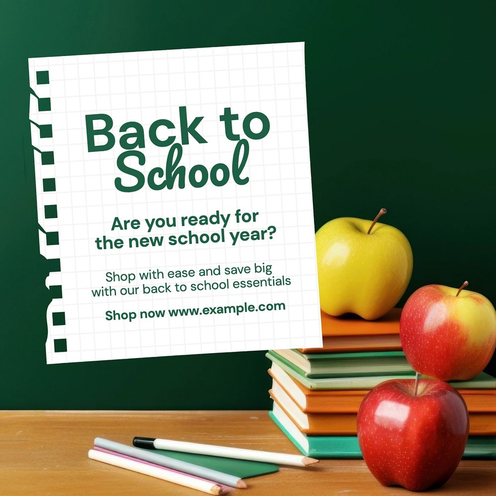 Back to school Instagram post template, editable text