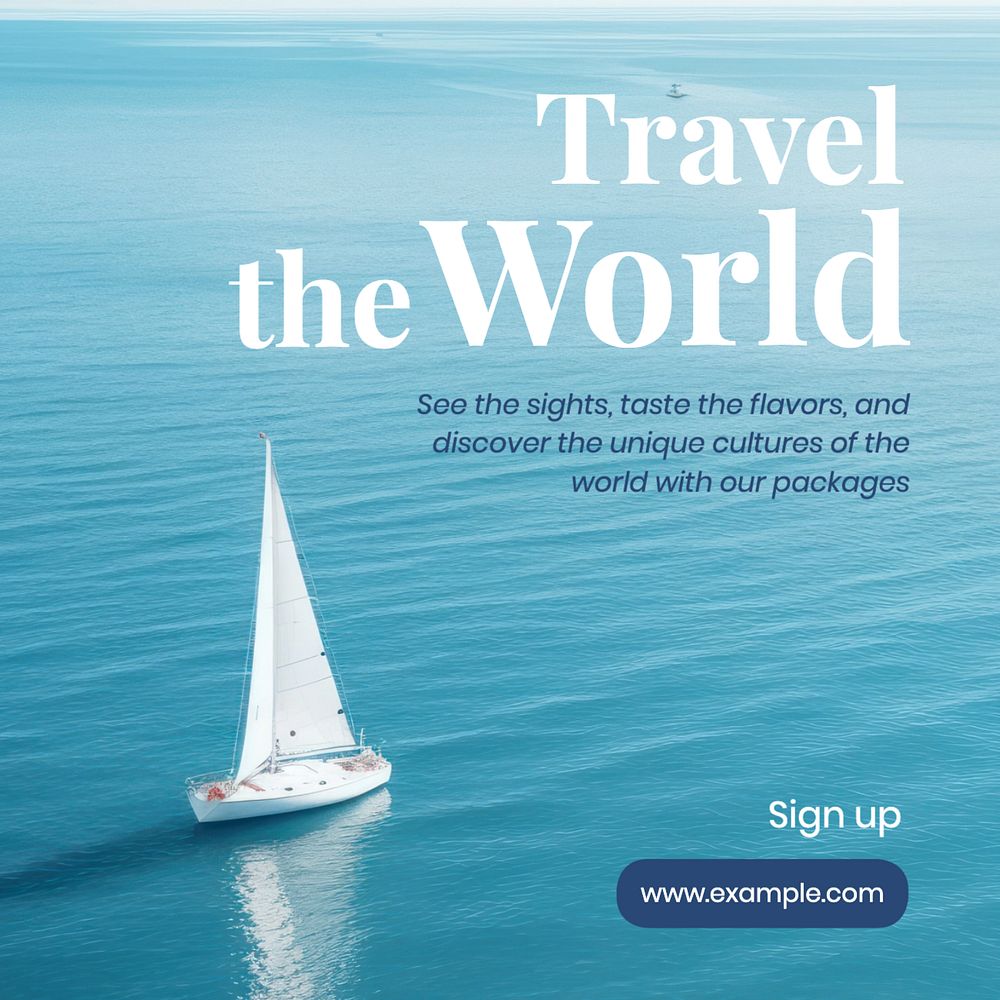 World travel Instagram post template, editable text