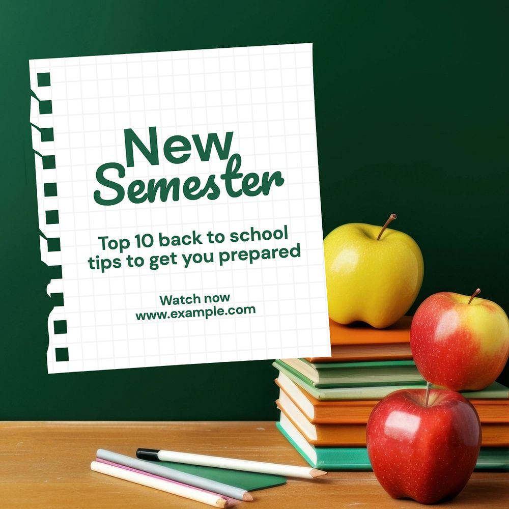 New semester Instagram post template, editable text