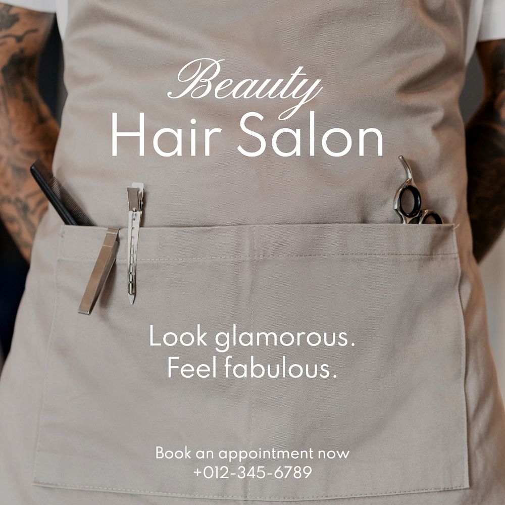 Hair salon Instagram post template, editable text