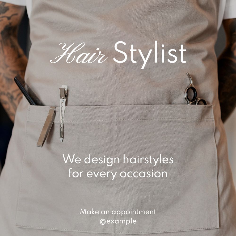 Hair stylist Instagram post template, editable text