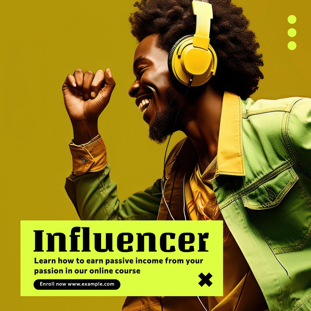 Influencer course Instagram post template, editable text