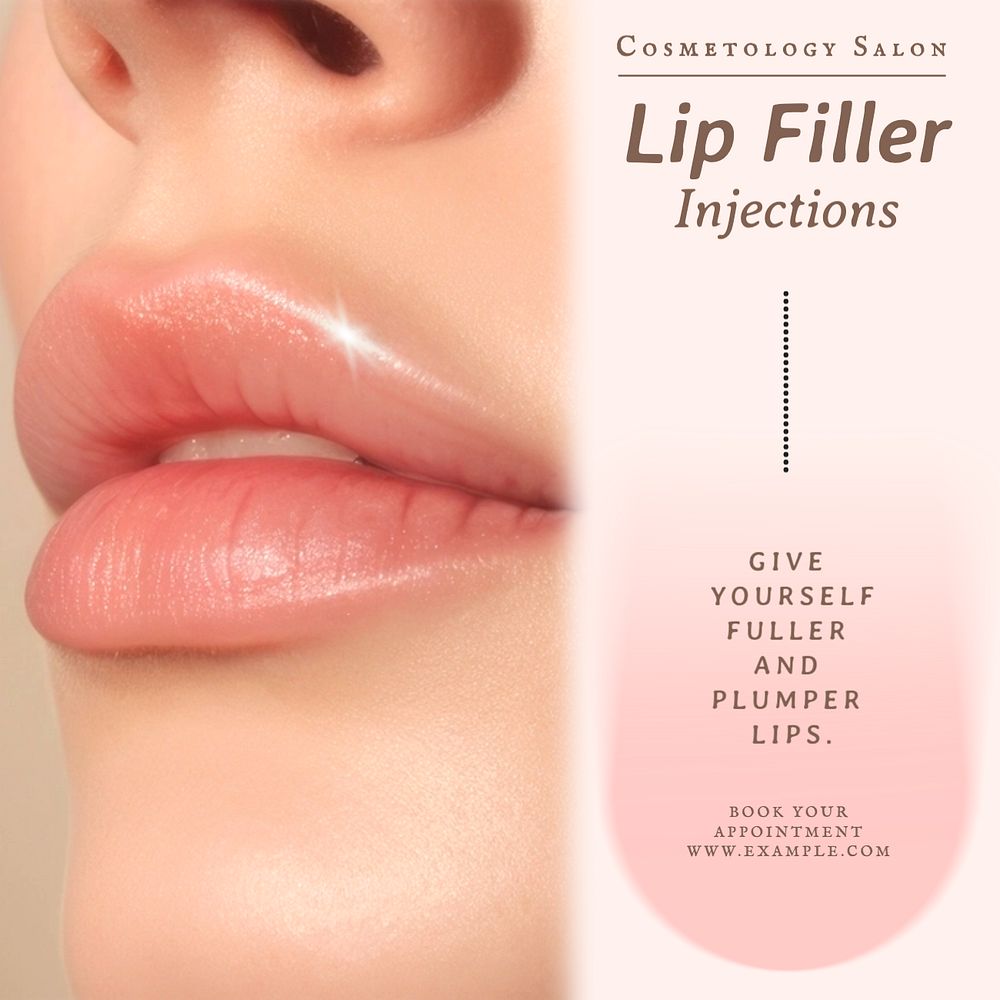 Lip filer injections Instagram post template, editable text