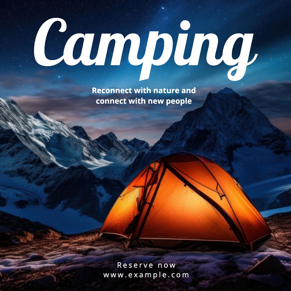 Camping Instagram post template, editable text