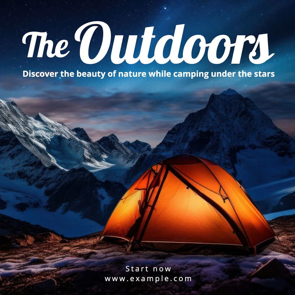 Outdoor camping Instagram post template, editable text