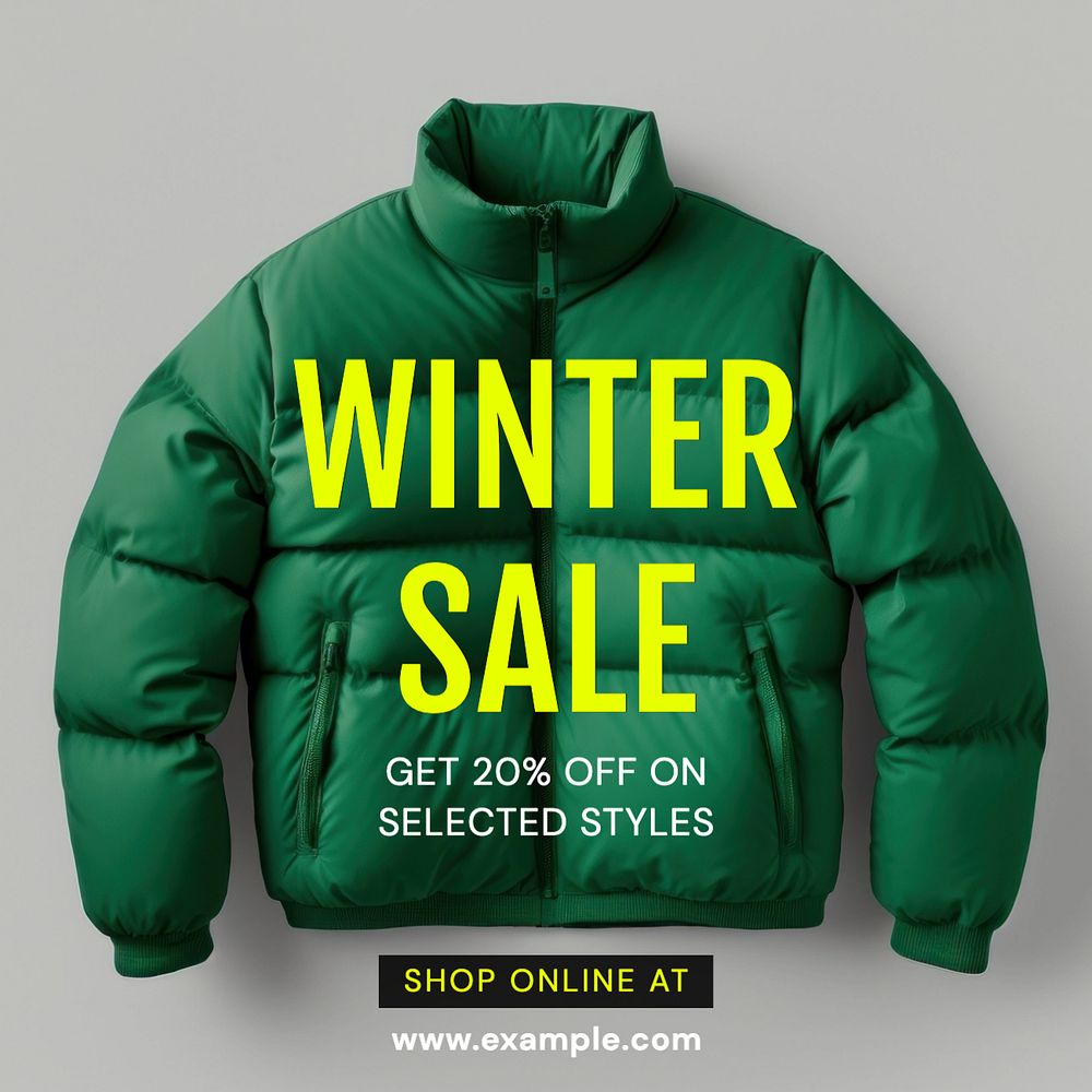 Winter sale Instagram post template, editable text