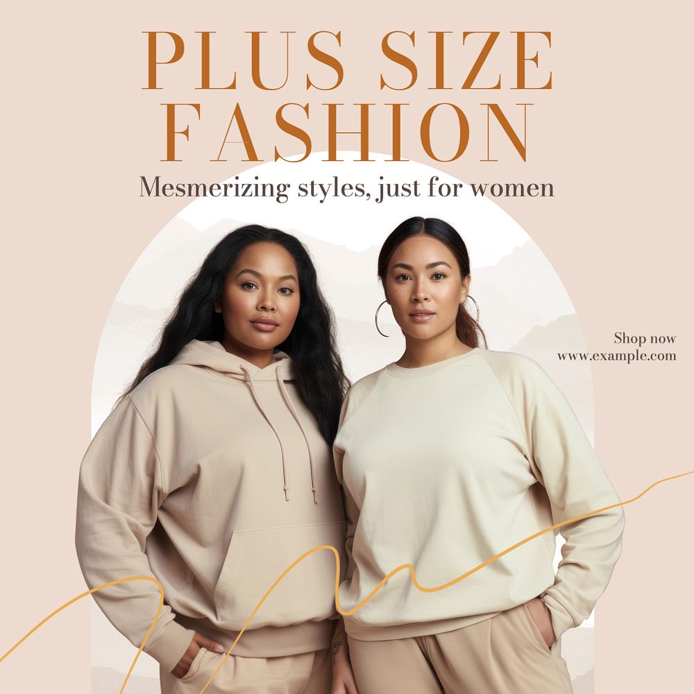 Plus size fashion Instagram post template, editable text