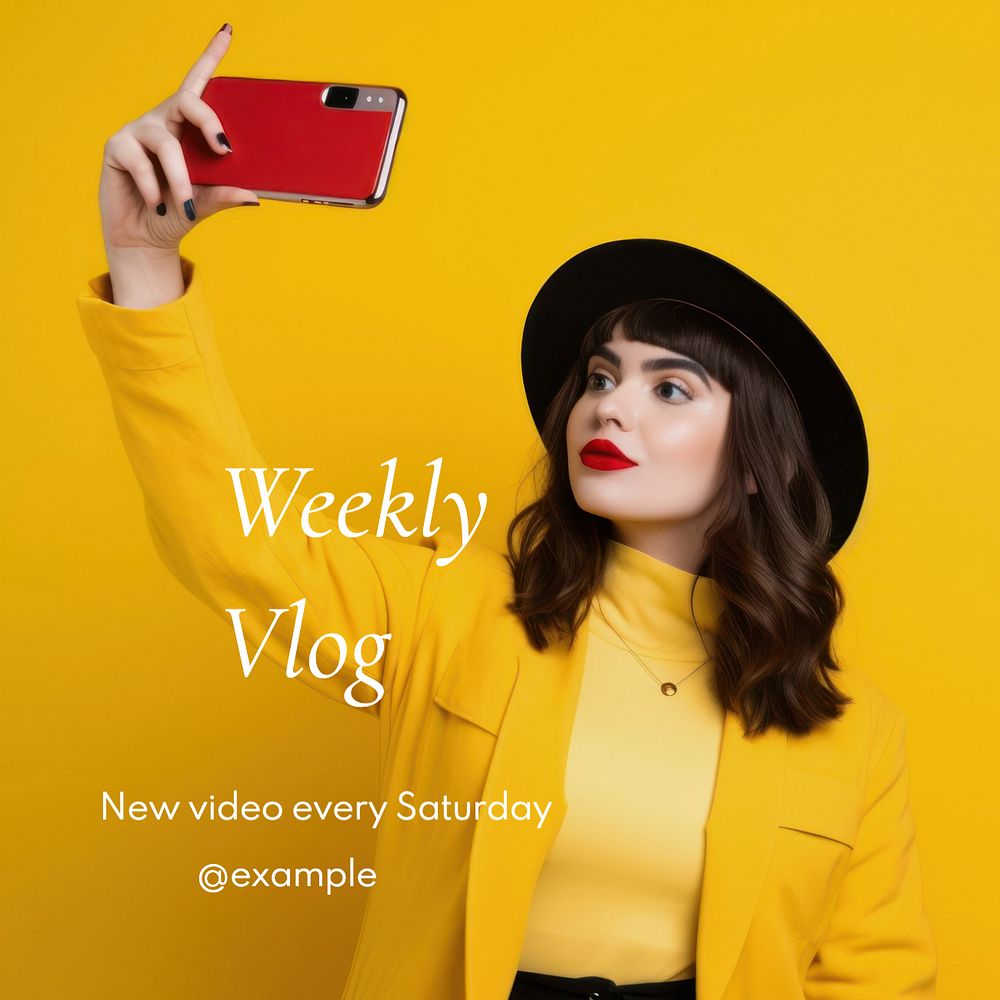 Weekly vlog Instagram post template, editable text