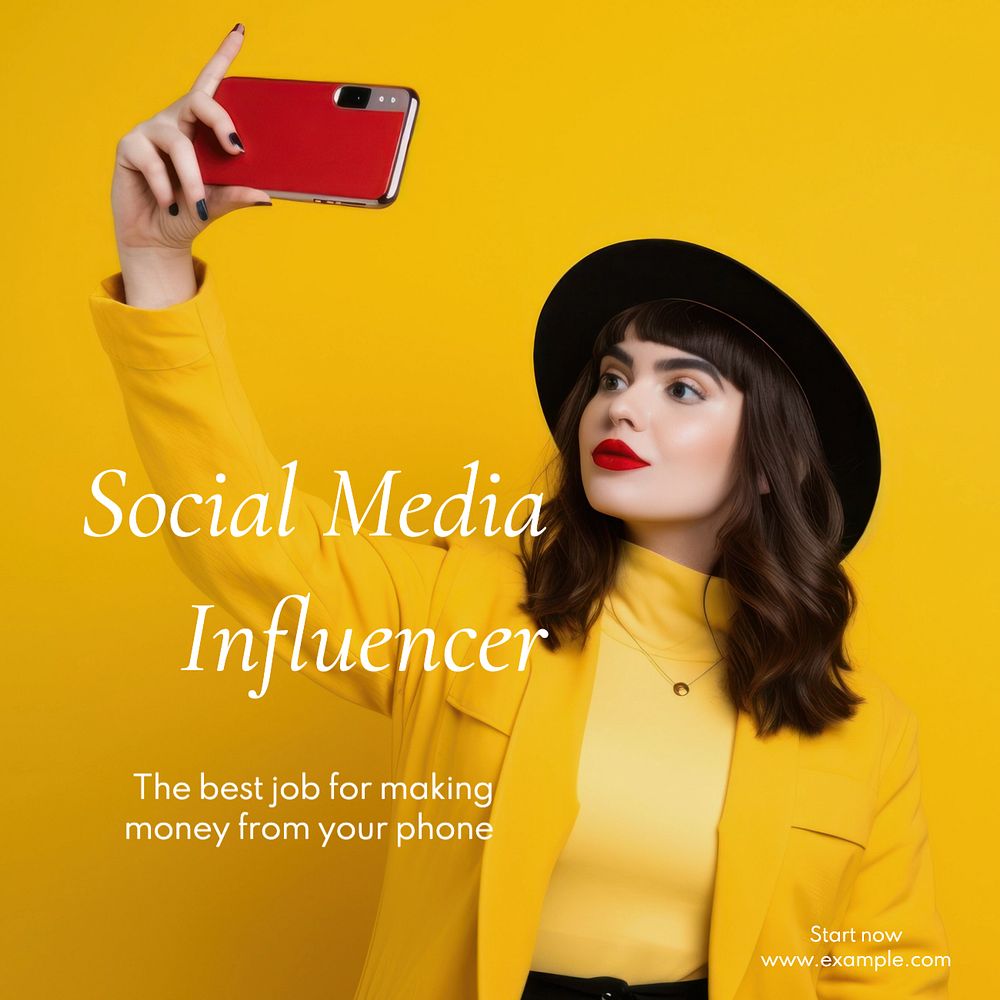 Social media influencer Instagram post template, editable text