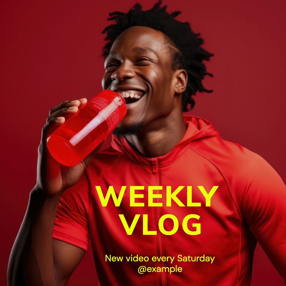 Weekly vlog Instagram post template, editable text