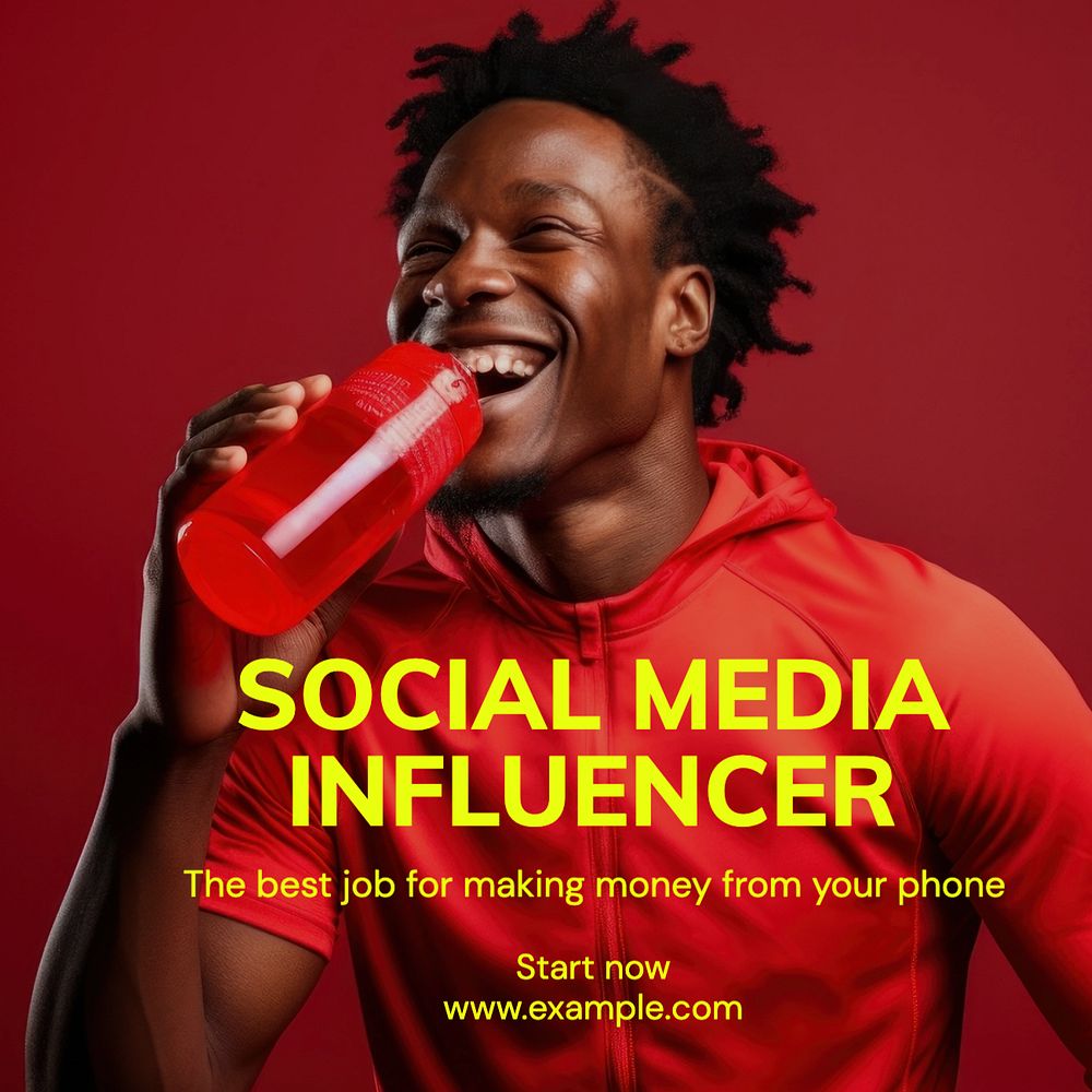 Social media influencer Instagram post template, editable text