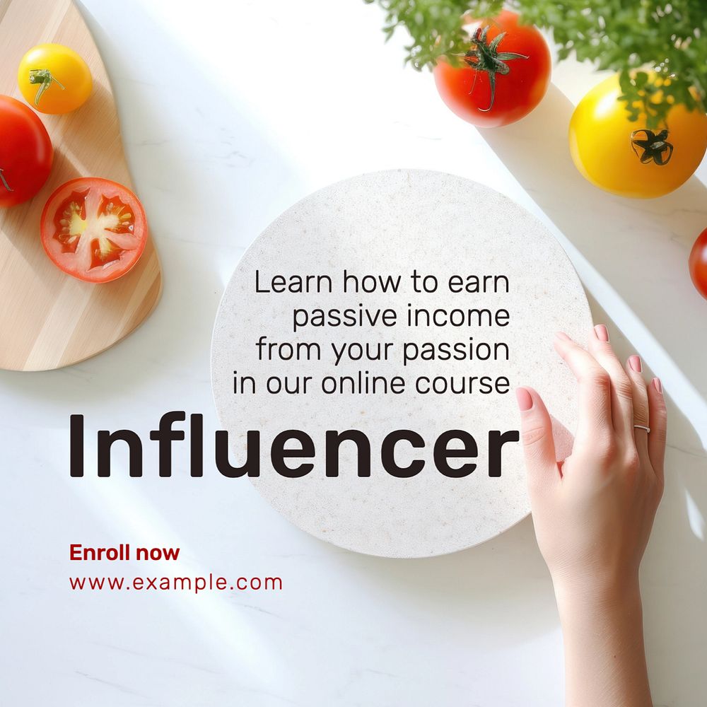 Influencer course Instagram post template, editable text