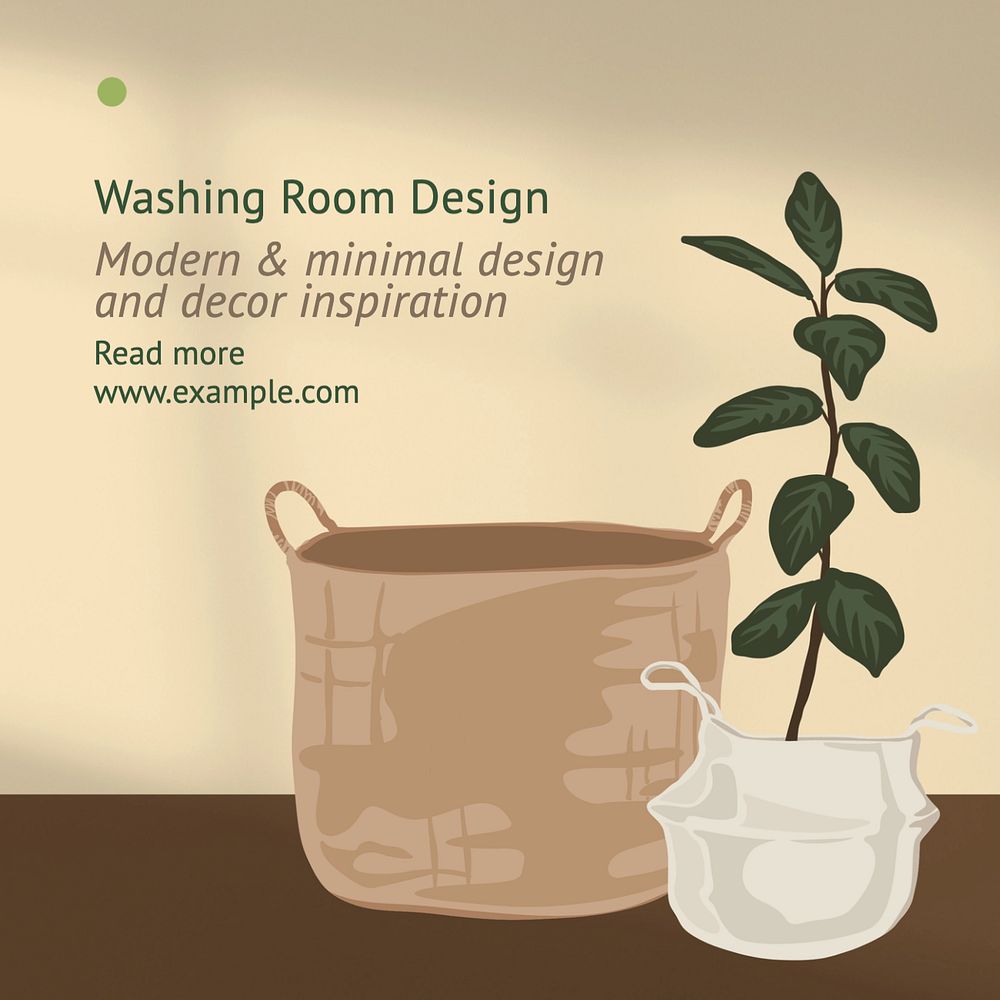 Washing room design post template, editable social media design