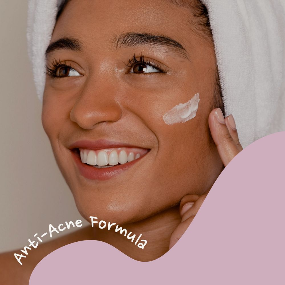 Anti-acne skincare Instagram post template, editable text