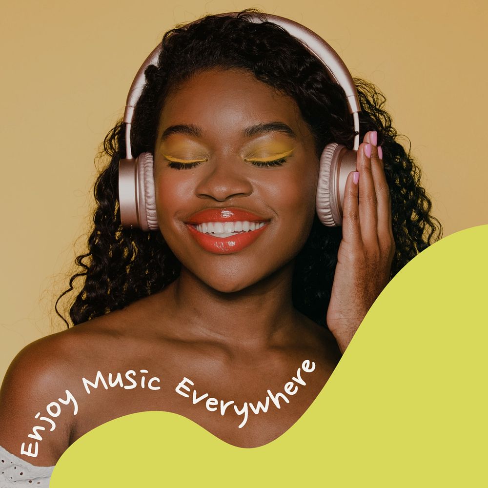 Music everywhere Instagram post template, editable text