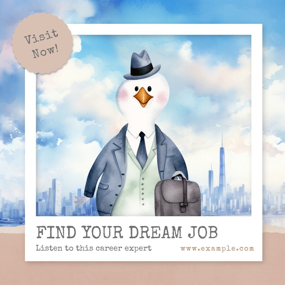 Recruitment platform Instagram post template, editable text