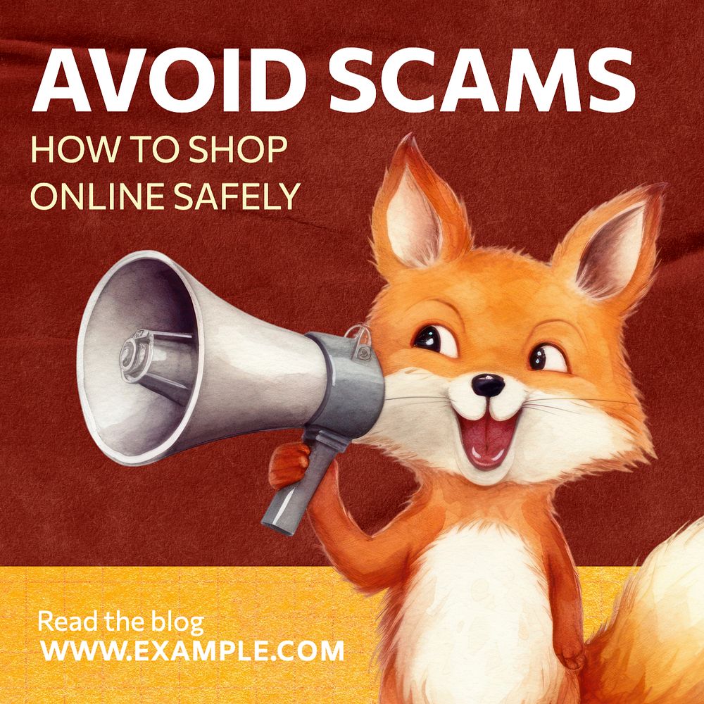 Avoid scams Instagram post template, editable text