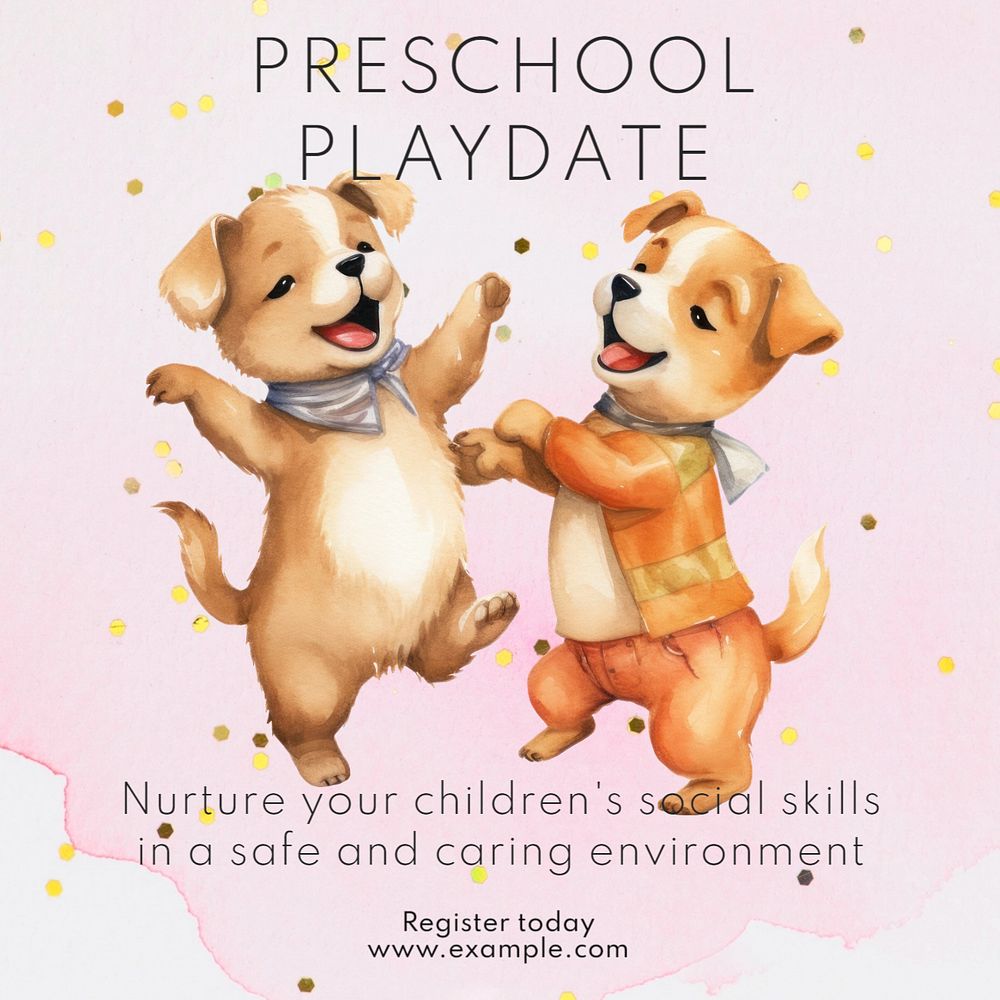 Preschool playdate Instagram post template, editable text