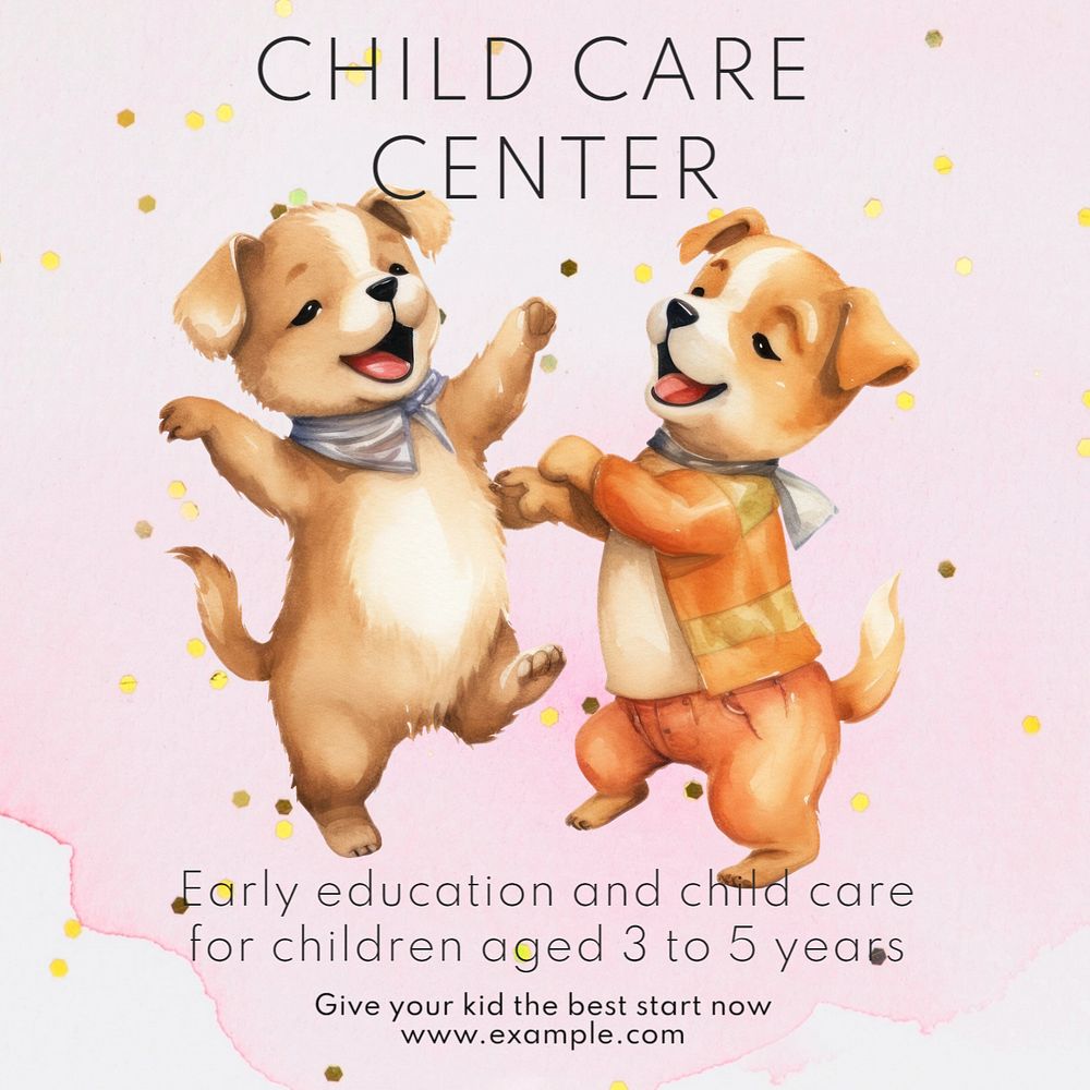 Child care center Instagram post template, editable text