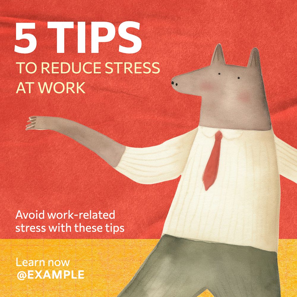 Work stress Instagram post template, editable text