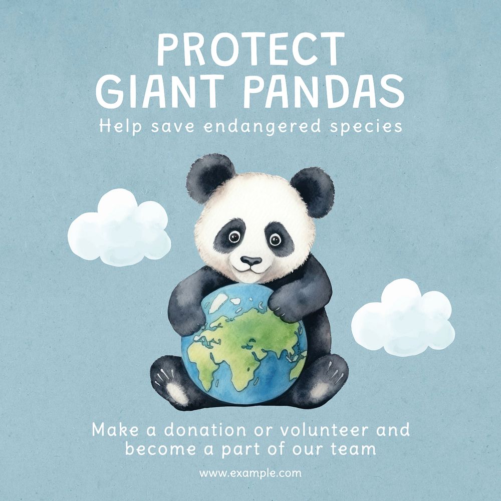 Protect giant panda Instagram post template, editable text