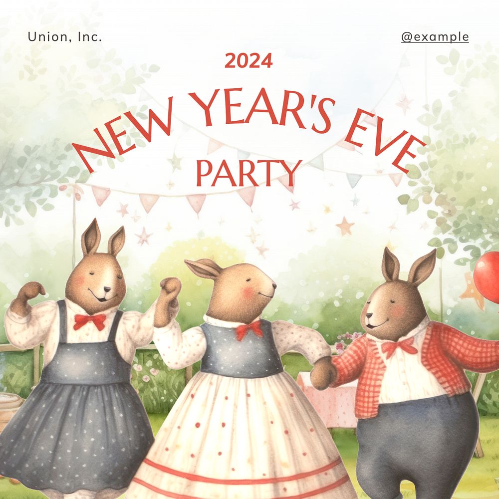 NYE party Instagram post template, editable text